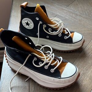 Converse Black and Orange Platform Sneakers